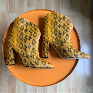 Paris Texas 38.5 Yellow Snake Booties Block Heel
